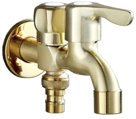 FQYEP Robinet Exterieur Jardin Double Sortie Laiton Interface Unique