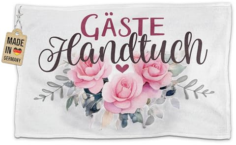 Print Royal PR Gäste-Handtuch mit Rosen-Motiv - Handtuch Bedrucken - Geschenke zum Einzug, Geburtstagsgeschenk, Gästetücher | Fotohandtuch, 50x 30 cm, Querformat