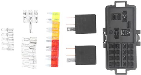 Auto-Boot-Sicherungs-Relaiskasten, Sicherungskasten 12 V, Kfz-Elektriksystemlösung 12 VDC mit 2 Stück 30 A 5-poligen Relais und 6 Stück 5 A 10 A 20 A Sicherungen Relaiskasten für