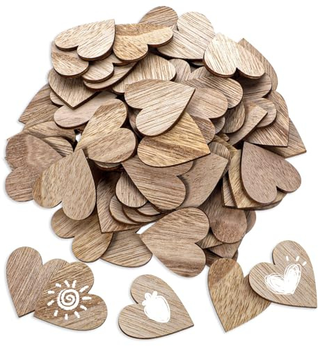JJUNW 100 Stück Holzherzen zum Basteln 4cm Holzherz Deko Herz Streudeko | Hochzeit Tischdeko Herzen Klein Konfetti Herzen für Hochzeit Geburtstag DIY Basteln(4cm)