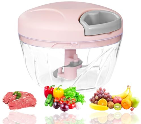 SNZ Grönsakshackare, manuell köttkvarn, manuell hackare med rep, vitlökshackare, Kapacitet: 500 ml, universell matkvarn för grönsaker, frukt, lök, vitlök