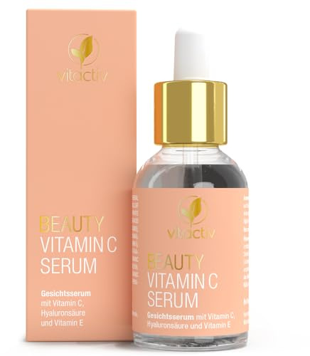 VITACTIV Beauty Vitamin C Serum - Vitamin C Knochen - Hochdosiert - 30 ml | Hyaluron, Kollagen. Vitamin C: normale Kollagenbildung. Vitamin E: Zellschutz