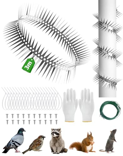 Protezione per martore in acciaio inox, 3 m, protezione contro piccioni, protezione contro martore e piccioni