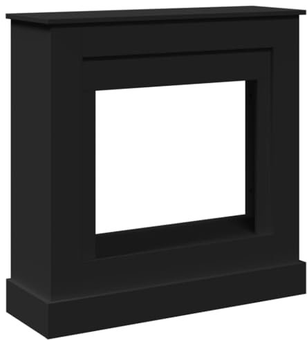 Kangmusi Kaminumrandung Schwarz 90x30x90 cm Holzwerkstoff, Black 854590