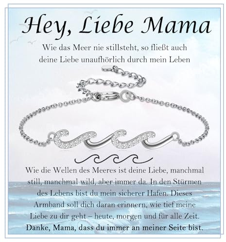FAOMZQ Geschenk für Frauen, Beste Freundin Geschenke, Wellen Armband für Mama Tochter Schwester meine Freundin Ehefrau, Geschenke für Frauen zum Muttertag Geburtstag Abschluss Weihnachten Valentinstag