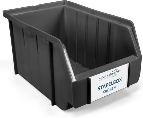 HMH 12x Stapelboxen Größe M Werkstatt Garage Keller Sichtlagerboxen 230x150x130mm Lagerboxen ANTHRAZIT Sichtlagerkästen Kleinteile Aufbewahrung