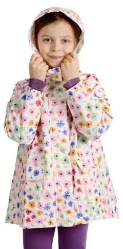 PERLETTI Veste Imperméable Fille 4 5 6 7 Ans - Manteau de Pluie Enfant Coupe Vent à Capuche Mi Saison - Vetements de Pluie Chic Elegant pour Sac à Dos