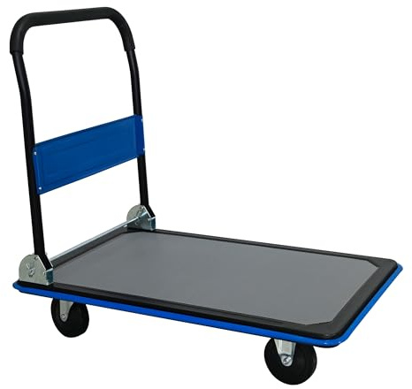 Flatbed Cart, 660 lbs Heavy Duty Platform Hand Truck Dolly with 360° Swivel Wheels, Foldable Push Cart Trolley for Warehouse, Moving, Luggage & Storage