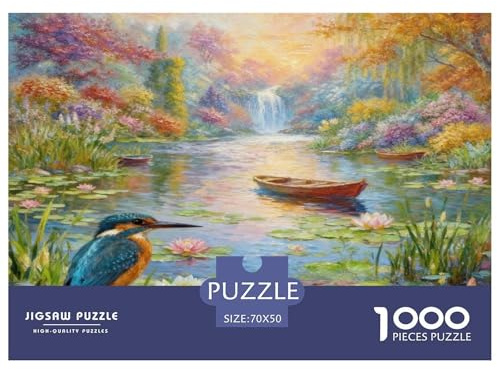Puzzle Martin-pêcheur 1000 Pièces pour Adultes Et Enfants, Jeu De Société Convivial, Casse-tête Buisson Fleuri Cascade, Home Decor, Cadeau Adulte 70x50cm/1000pcs