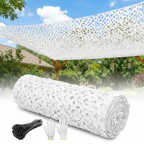 Genérico Red de Camuflaje de Persianas Blanco, Malla Sombra de Protección Solar, Parasol de Toldo de Camuflaje para Exterior, para Decoración de Sombrilla Militar de Caza Al Aire Libre(W1.5xH9.5m)