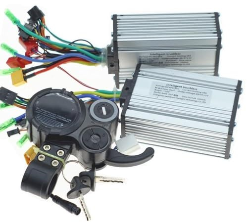 Serenophile Controlador de doble unidad sin escobillas de 48-60 V 28 A con tablero LCD para scooter eléctrico, carcasa de metal y plástico, velocidad operada por llave y pantalla de batería
