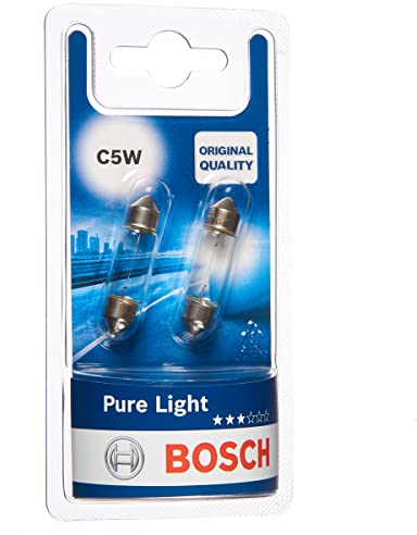 Bosch C5W (239) Pure Light Car Light Bulbs - 12 V 5 W SV8,5-8 35 mm - 2 Bulbs