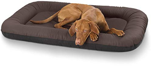 Knuffelwuff Kunstleder Hundebett Jerry XL 92 x 75 Braun - Hundematte mit abnehmbarer Bezug - waschbar - Rutschfester Unterseite - für große, mittelgroße und kleine Hunde