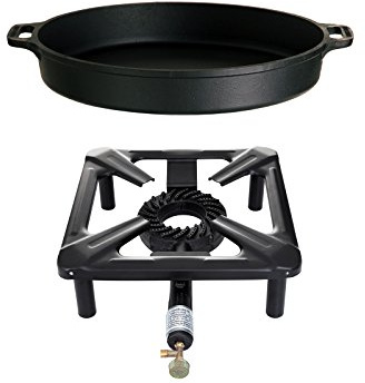 PaellaWorld Paella World International Réchaud à gaz réchaud hocher Set avec poêle en Fonte, Multicolore, 2 pièces