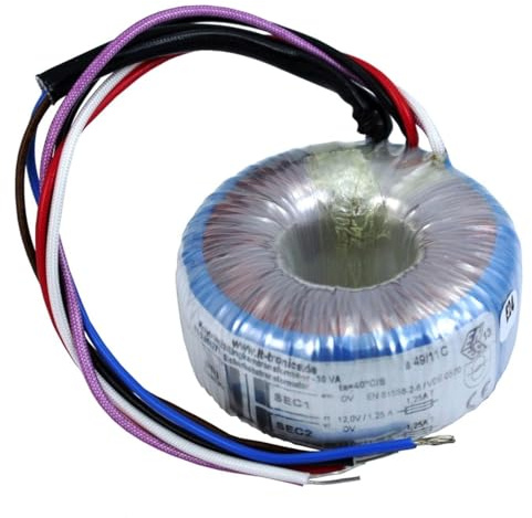 Lumonic transformateur toroïdal Transformateur 30VA 2x15V pour audio, industriels, halogènes et sur rails - tension d'entrée 230V - tension secondaire 30V - Modèle RSO-826009