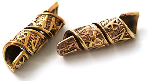 LynnAround Bronze Norse Viking Celtic Beard Beads Rings, Medieval Dwarf Dreadlock Pirate Hair Beads, Pagan Jewelry