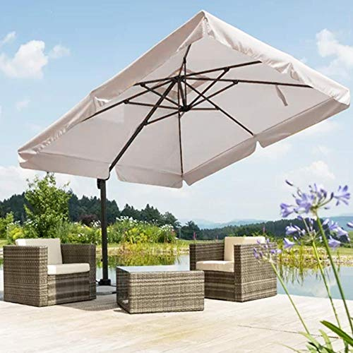 BAKAJI Ombrellone da Giardino Decentrato con parasole Inclinabile Palo in Alluminio Rotazione 360° Base a Croce Arredamento Esterno Gazebo Piscina Giardino Terrazzo Colore Ecru (3x3 Mt Flap)