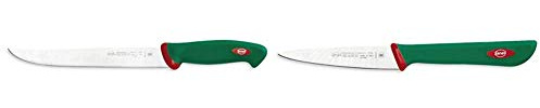 Sanelli Premana Professional Coltello Arrosto, Verde/Rosso, 36.0x3.0x4.0 cm & Professional Coltello Spelucchino, Acciaio Inossidabile, Verde/Rosso, 10 cm
