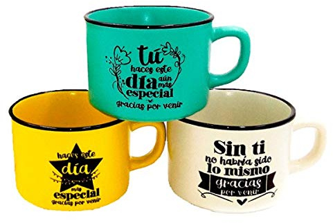 Lote de 24 Tazas con Frases Gracias por Venir en Caja de Cartón Kraft - Detalles Originales para Bodas, Bautizos y Comuniones