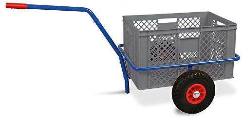 BRB Handwagen mit Kunststoffkorb 600x400x320 mm / 63 Liter, grau, Tragkraft 200 kg, pannensichere Reifen