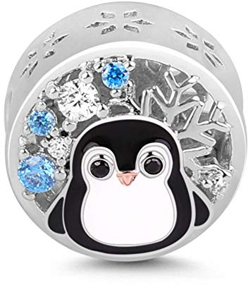 GNOCE Penguin Charm Bead S925 Sterling Silber Der Winter kommt Charm Perlen mit Zirkonia für Armband Halskette Weihnachts Schmuck Geschenk für Damen Herren