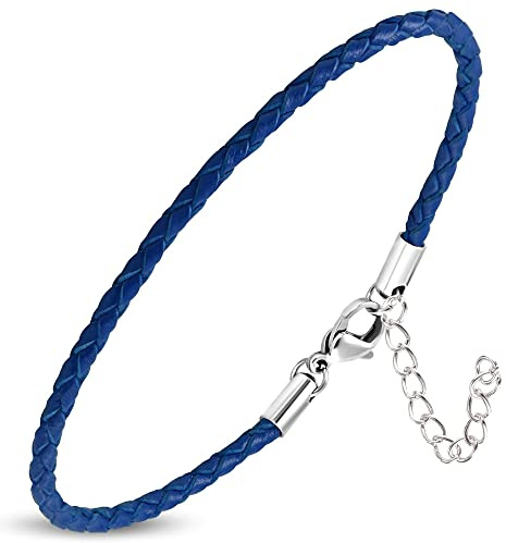 ZENSE - Bracelet homme en cuir fin de couleur bleue ZB0243 [ajustement au poignet avec extension 5cm]