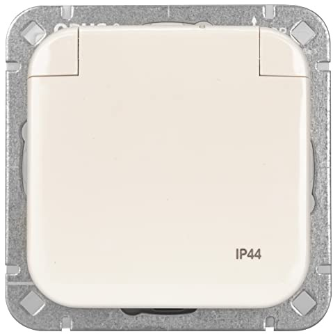 OPUS® 1 Schutzkontakt-Steckdose premium mit Klappdeckel IP 44 Farbe reinweiß
