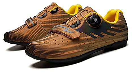 Sebasty Nicht Verriegelnde Unisex-Fahrradschuhe,Atmungsaktive MTB Professional Cleat Schuhe SPD Rennrad Flache Schuhe Fahrrad Turnschuhe Größe 36-45,Orange-43