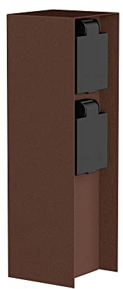 ledscom.de Presa di corrente da giardino POMI per esterni, IP44, a 2 vie, acciaio inox, marrone, angolare, 23 cm
