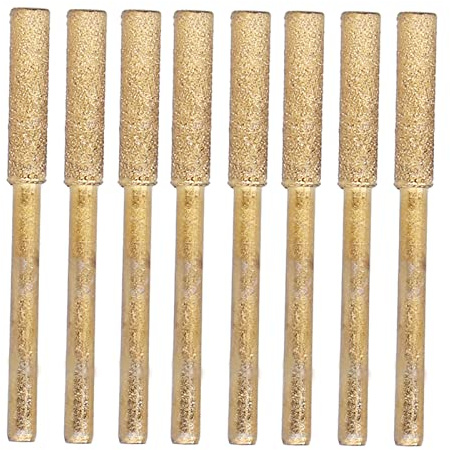 8 Pcs Diamond Sharpening Wheels High Hardness Diamond Chainsaw Sharpener Metal Chain Sharpener Kits with Long Handle Replacement Files Kit(3 * 4.8mm)