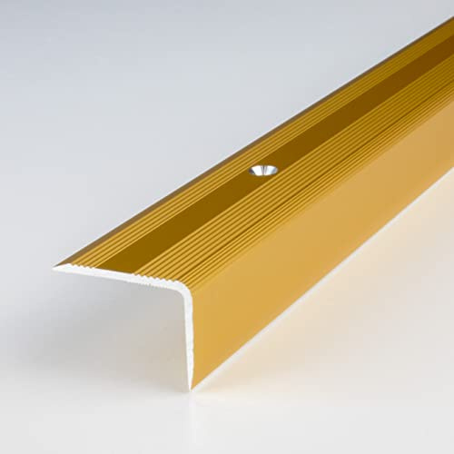 PROVISTON | Trappkant | Aluminium | Guld -färgad | Bredd 30 mm | Höjd 22 mm | Längd 1000 mm | Borrade | Trappkantprofil | Trappvinkel | Vinkelprofil | Kombinera vinkel | 1 del