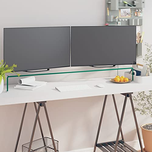 INLIFE TV-Tisch/Bildschirmerhöhung Glas Transparent 110x30x13 cm