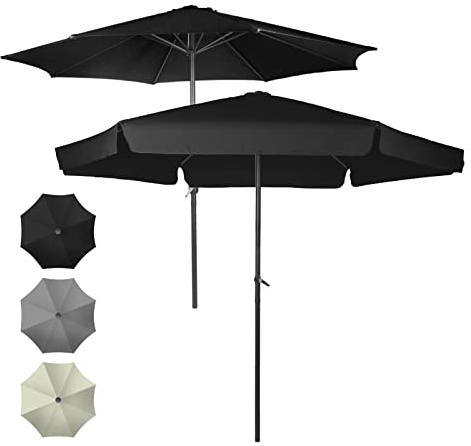 MIADOMODO® Sonnenschirm - Ø250/300cm, Handkurbel, Wasserabweisend, Platzsparend, Farbwahl, Balkon, Terasse, Garten - Ampelschirm, Gartenschirm, Terassenschirm, Balkonschirm (Ø 250 cm, Schwarz)
