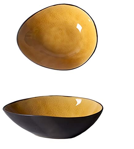 Insalatiera Ceramica Ciotola di Insalata di Piatti Grandi in Ceramica Vintage di Riso for La Casa di Risotti di Riso Vintage (Color : F)