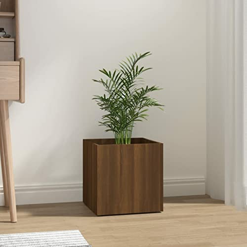 MOONAIRY Jardinière Chêne Marron 40x40x40 cm Bois d'ingénierie,Jardinières,Jardinieres Exterieur,Bac Jardiniere,Bac à Fleurs Extérieur,Jardinieres Balcon