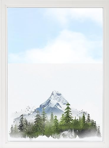 GRAZDesign Fensterfolie Blickdicht Sichtschutz, Sichtschutzfolie Fenster, Glastüren, Küche & Küchenfenster, Bad & Badfenster, Milchglasfolie Berg Landschaft 70x57cm