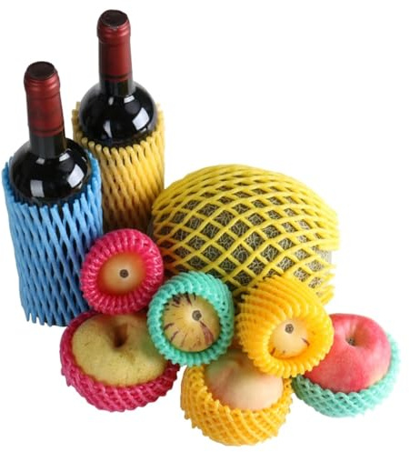 ENGFGH Manchon en Filet de Mousse for Fruits, Filet de Protection en Coton for légumes, Sac d'emballage de Transport Antichoc, Poche Kiwi Pomme Mangue pêche (Color : White, Size : 14x7cm 290pcs)