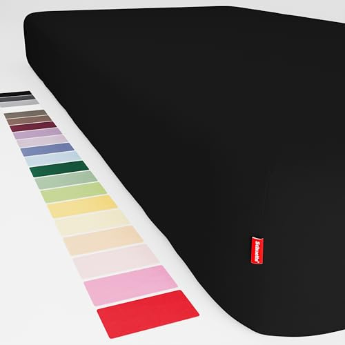 Schuette® Spannbettlaken • 140x200 cm • Wow! Kollektion: Beyond Black (Schwarz) • 100% Superfluff Baumwolle, Blickdicht, Faltenfrei • mit Rundumgummi • Matratzenhöhe bis 20 cm