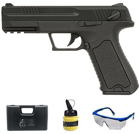 Pistola Cyma CM127 elettrica nera (6 mm) | Pistola Airsoft (pallini in PVC) Calibro 6 mm + caricatore 1000 pallini 0,12 g + occhiali protettivi + custodia imbottita. (Potenza: 0,5 joule)
