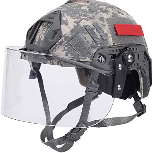 Agashi Airsoft-Helm Mit Visier Und Helmüberzug, Army Swat Militär-Schutzhelm Mit Schutzbrille, Taktischer Airsoft-Paintball-Helm/Acu