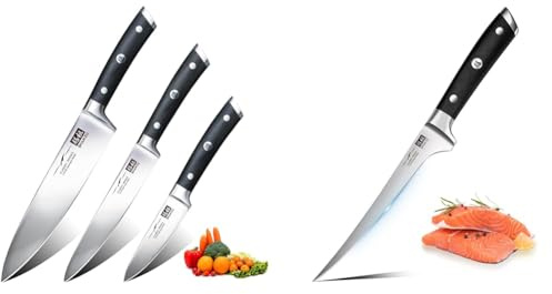 SHAN ZU Küchenmesserset 3 tlg, Messerset Profi Küchenmesser & Filetiermesser 7 Zoll - Randentbeinung von Fisch und Fleisch, professionelles Fischmesser