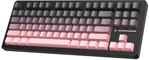 ATTACK SHARK TKL Kabellose mechanische Gaming-Tastatur, Bluetooth 5.0/2,4G/USB-C verkabelte Hot-Swap-RGB-Tastatur, weiße Schalter, PBT-Tastenkappen mit seitlichem Farbverlaufsdruck – Brombeere | Linear White Switches, Bluetooth/2.4G/USB-C Wired, Gasket Mount, Hot Swap RGB Backlit 80% US Layout, PBT Keycaps for PC Mac