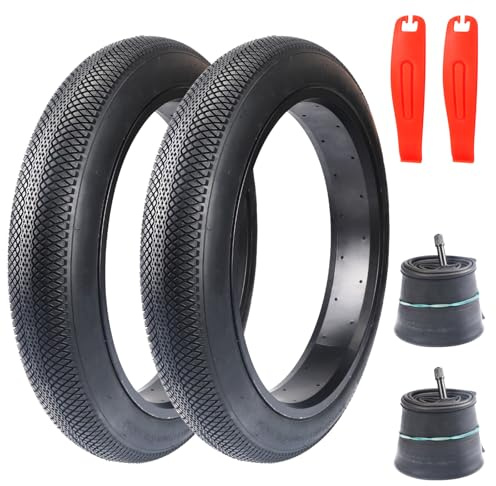GRELiving Lot de 2 pneus Fatbike 20/24/26 x 3.0 Heavy Duty pour vélo électrique avec 2 tuyaux épais 24 x 3,0 AV32 mm (24x3.0)