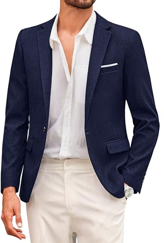 COOFANDY Men's Jacket Sporty Modern Leisure Blazer 1 Button Suit Jackets for Men Regular Fit Casual Jacket, navy, S