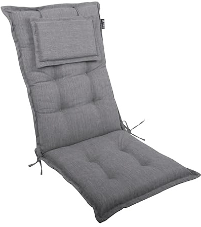 LILENO HOME Mar Cuscini per sedia da giardino, in set da 1, per sedia a sdraio con schienale alto, grigio Y, comodi cuscini per sedie pieghevoli