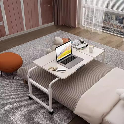 KHLMSRXJ Table de lit, Bureau au-Dessus du lit, Table de lit avec roulettes, Hauteur réglable, Bureau Roulant pour lit, Plateau réglable à 8 Niveaux, inclinable, Table d'hôpital Mobile au-d