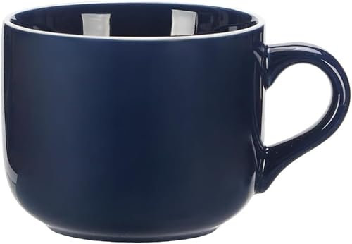Tazza da tè, da 650 ml, XXL, in ceramica, con manico, grande, per caffè, cereali, zuppe, in porcellana, con manico (blu reale)