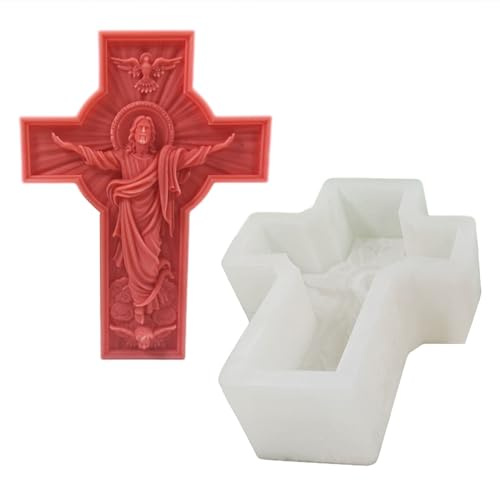 Morain Stampo per Candele A Croce Religiosa Stampo per Candele per Sculture per Candele Fai-da-Te Ornamenti in Gesso Decorazioni per Casa Resina Epossidica