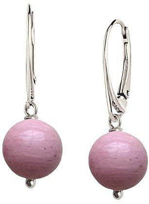 I.L.U.S Rhodonit Rosa Edelstein Ohrringe Silber 925 Hängend Stein Anhänger Ohrring Grosse Steine Kugel Rosa Hängeohrringe Edelstein Ohrschmuck Steinperlen Ohrhänger Naturstein Damen Schmuck Geschenk