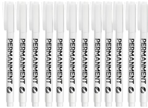 Ausenzup White Paint Pen - 10 Pack Tire Paint Marker Waterproof Oil Based Car Tire Graffiti Tracing Pen, White Marker Permanent for Metal, Glass, Ceramics, Wood, Cartons(Thin Style)